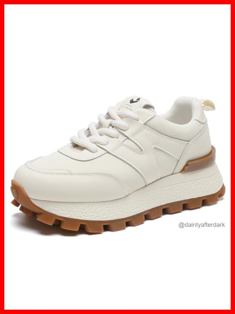 Women's Platform Chunky Sneakers Lace-up Walking Shoes 1.96in Heel Breathable